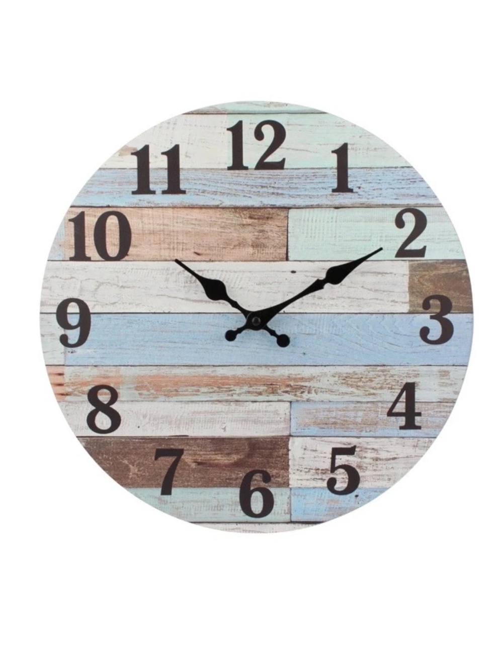Farmhouse Coastal Worn Blue & White 14 Inch Round Battery Operated Wall Clock